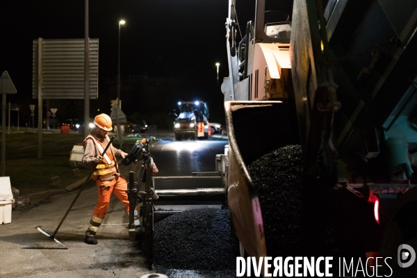 Travaux routiers de nuit