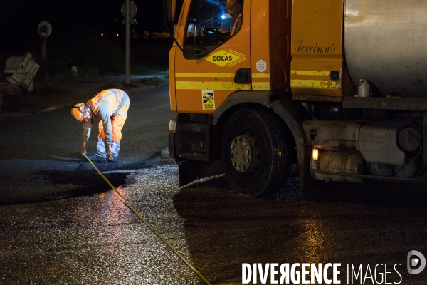 Travaux routiers de nuit