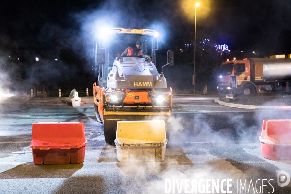 Travaux routiers de nuit
