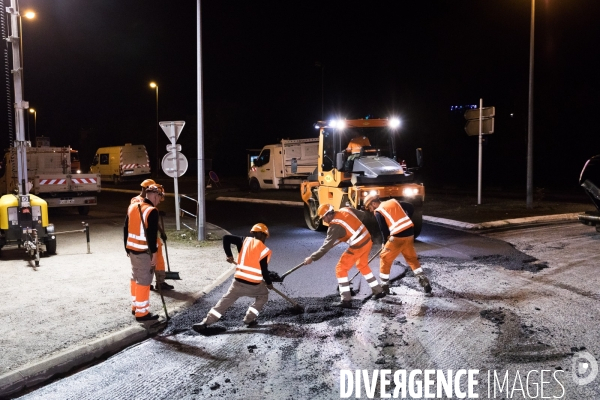 Travaux routiers de nuit