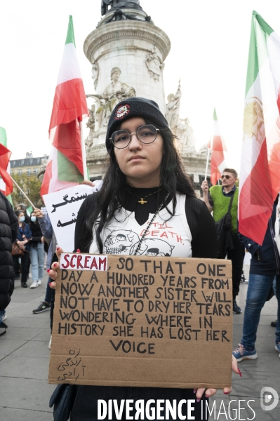Iran la révolte. Manifestation en soutien à la contestation iranienne, aux femmes iraniennes, et contre le pouvoir en Iran.