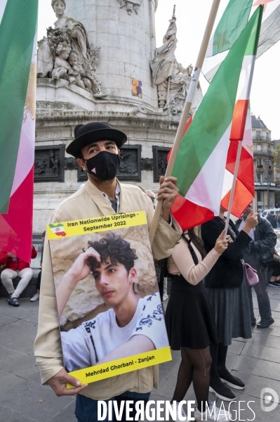 Iran la révolte. Manifestation en soutien à la contestation iranienne, aux femmes iraniennes, et contre le pouvoir en Iran.