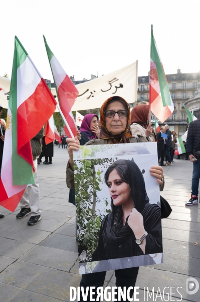 Iran la révolte. Manifestation en soutien à la contestation iranienne, aux femmes iraniennes, et contre le pouvoir en Iran.