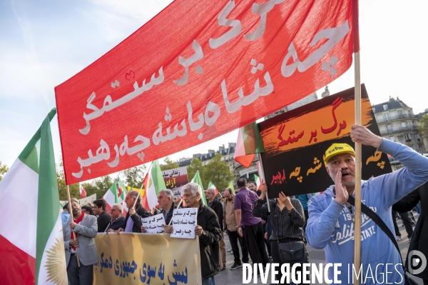 Iran la révolte. Manifestation en soutien à la contestation iranienne, aux femmes iraniennes, et contre le pouvoir en Iran.