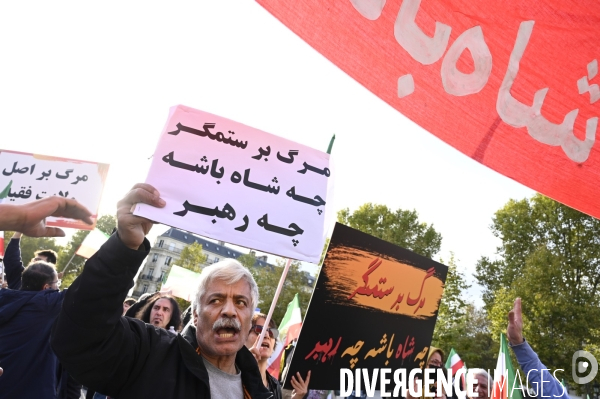 Iran la révolte. Manifestation en soutien à la contestation iranienne, aux femmes iraniennes, et contre le pouvoir en Iran.