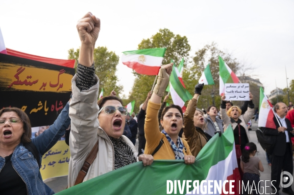 Iran la révolte. Manifestation en soutien à la contestation iranienne, aux femmes iraniennes, et contre le pouvoir en Iran.