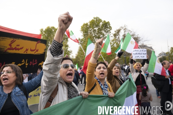 Iran la révolte. Manifestation en soutien à la contestation iranienne, aux femmes iraniennes, et contre le pouvoir en Iran.