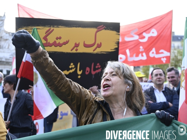 Iran la révolte. Manifestation en soutien à la contestation iranienne, aux femmes iraniennes, et contre le pouvoir en Iran.