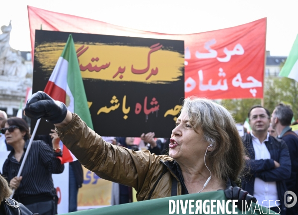 Iran la révolte. Manifestation en soutien à la contestation iranienne, aux femmes iraniennes, et contre le pouvoir en Iran.