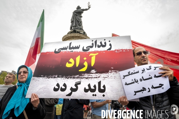 Iran la révolte. Manifestation en soutien à la contestation iranienne, aux femmes iraniennes, et contre le pouvoir en Iran.