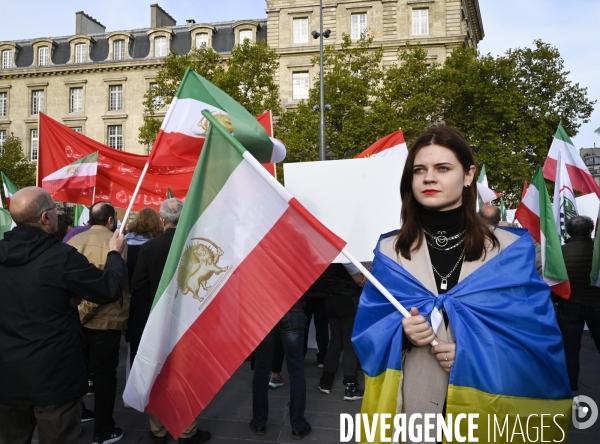 Iran la révolte. Manifestation en soutien à la contestation iranienne, aux femmes iraniennes, et contre le pouvoir en Iran.