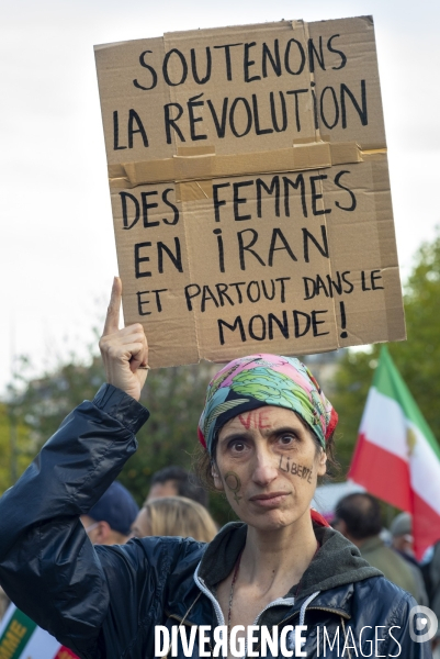 Iran la révolte. Manifestation en soutien à la contestation iranienne, aux femmes iraniennes, et contre le pouvoir en Iran.