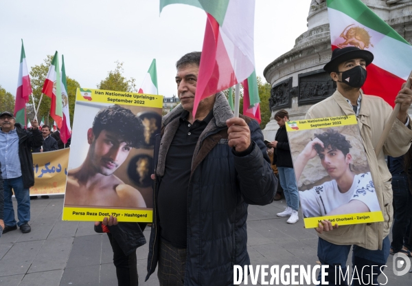 Iran la révolte. Manifestation en soutien à la contestation iranienne, aux femmes iraniennes, et contre le pouvoir en Iran.