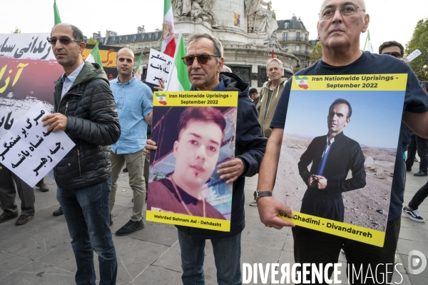 Iran la révolte. Manifestation en soutien à la contestation iranienne, aux femmes iraniennes, et contre le pouvoir en Iran.