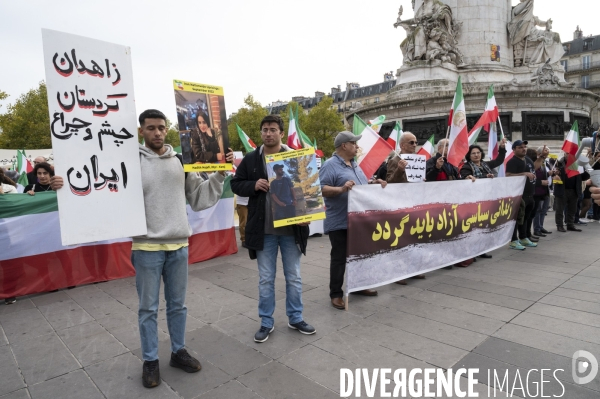 Iran la révolte. Manifestation en soutien à la contestation iranienne, aux femmes iraniennes, et contre le pouvoir en Iran.