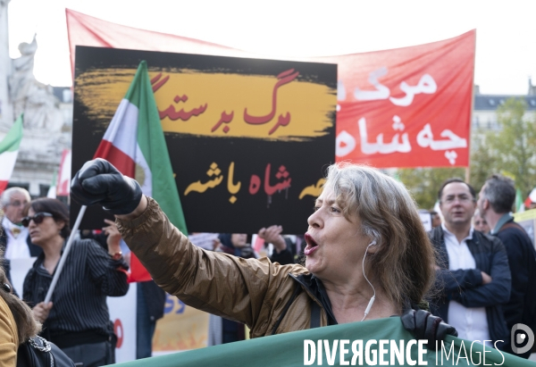 Iran la révolte. Manifestation en soutien à la contestation iranienne, aux femmes iraniennes, et contre le pouvoir en Iran.