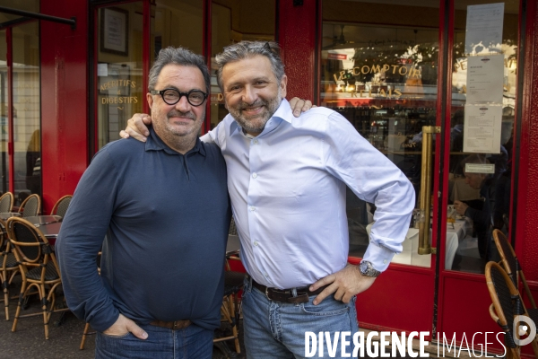 Yves CAMDEBORDE et Bruno DOUCET devant le Comptoir, le restaurant du Relais St Germain