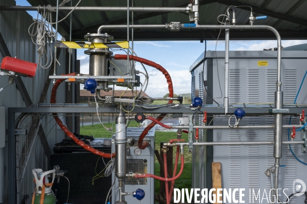 Dans l Oise, unité de méthanisation agricole, équipée d une unité expérimentale de transformation du CO2 en méthane.