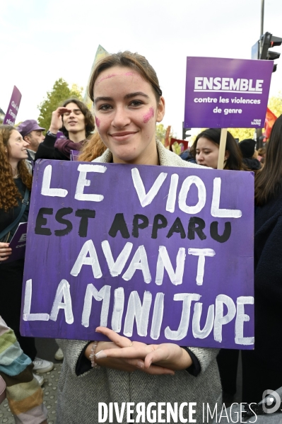 Demonstration Nous Toutes in Paris against sexist and sexual violence. Manifestation Nous Toutes à Paris contre les violences sexistes et sexuelles.