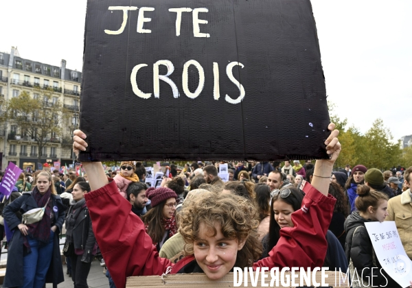 Demonstration Nous Toutes in Paris against sexist and sexual violence. Manifestation Nous Toutes à Paris contre les violences sexistes et sexuelles.