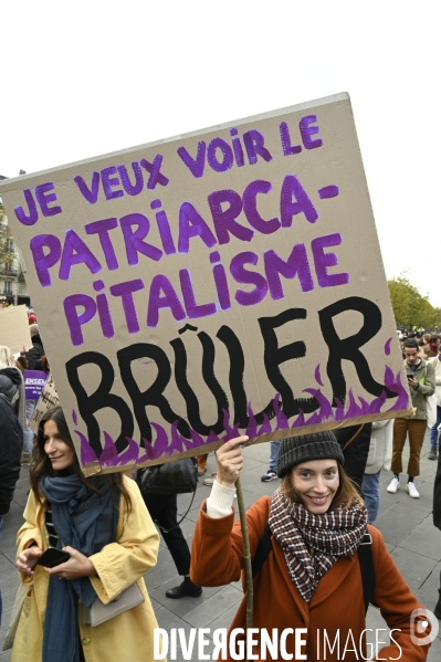 Demonstration Nous Toutes in Paris against sexist and sexual violence. Manifestation Nous Toutes à Paris contre les violences sexistes et sexuelles.