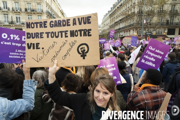 Demonstration Nous Toutes in Paris against sexist and sexual violence. Manifestation Nous Toutes à Paris contre les violences sexistes et sexuelles.