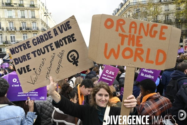 Demonstration Nous Toutes in Paris against sexist and sexual violence. Manifestation Nous Toutes à Paris contre les violences sexistes et sexuelles.