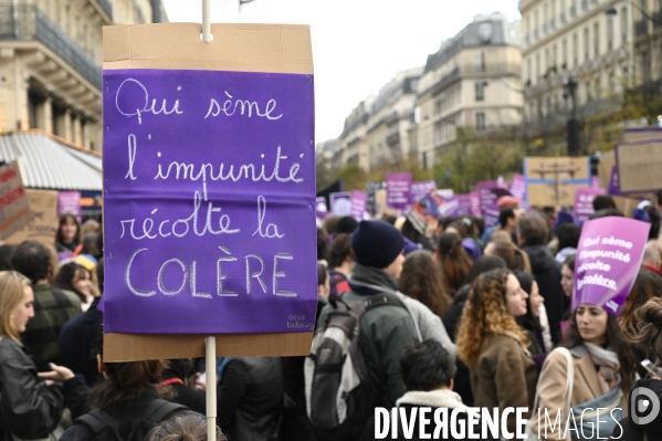 Demonstration Nous Toutes in Paris against sexist and sexual violence. Manifestation Nous Toutes à Paris contre les violences sexistes et sexuelles.