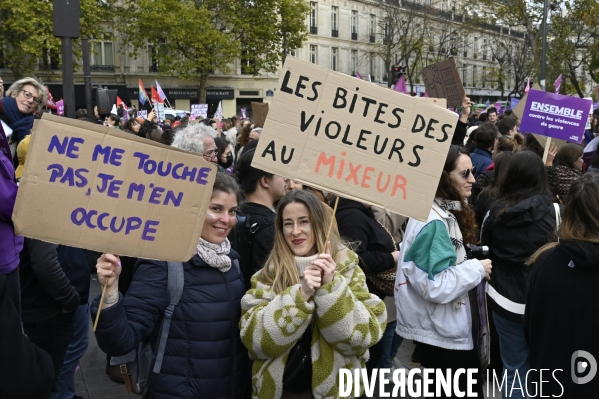 Demonstration Nous Toutes in Paris against sexist and sexual violence. Manifestation Nous Toutes à Paris contre les violences sexistes et sexuelles.