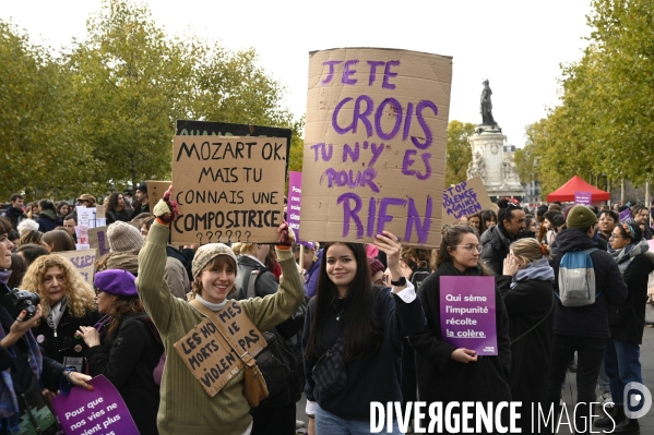 Demonstration Nous Toutes in Paris against sexist and sexual violence. Manifestation Nous Toutes à Paris contre les violences sexistes et sexuelles.