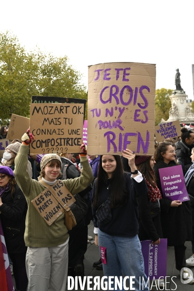 Demonstration Nous Toutes in Paris against sexist and sexual violence. Manifestation Nous Toutes à Paris contre les violences sexistes et sexuelles.