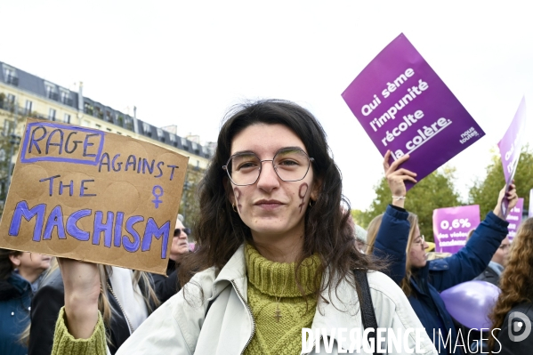 Demonstration Nous Toutes in Paris against sexist and sexual violence. Manifestation Nous Toutes à Paris contre les violences sexistes et sexuelles.