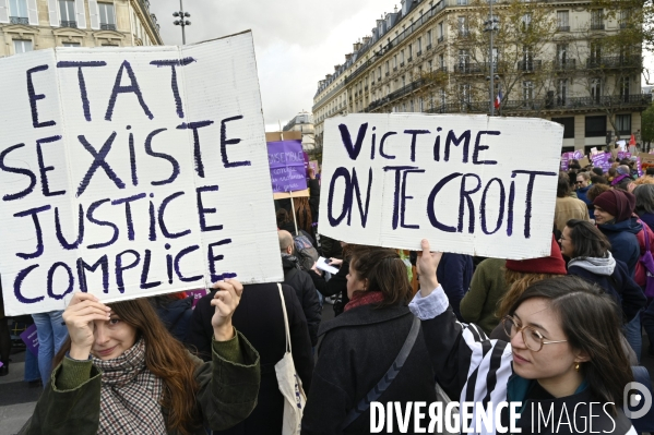 Demonstration Nous Toutes in Paris against sexist and sexual violence. Manifestation Nous Toutes à Paris contre les violences sexistes et sexuelles.