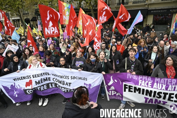 Demonstration Nous Toutes in Paris against sexist and sexual violence. Manifestation Nous Toutes à Paris contre les violences sexistes et sexuelles.