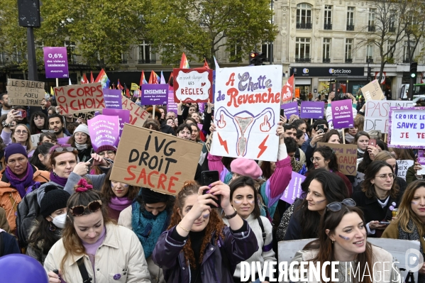 Demonstration Nous Toutes in Paris against sexist and sexual violence. Manifestation Nous Toutes à Paris contre les violences sexistes et sexuelles.