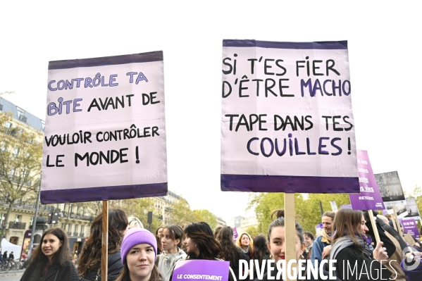 Demonstration Nous Toutes in Paris against sexist and sexual violence. Manifestation Nous Toutes à Paris contre les violences sexistes et sexuelles.