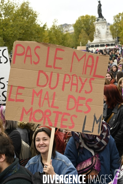 Demonstration Nous Toutes in Paris against sexist and sexual violence. Manifestation Nous Toutes à Paris contre les violences sexistes et sexuelles.