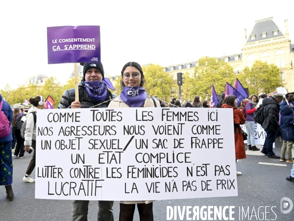 Demonstration Nous Toutes in Paris against sexist and sexual violence. Manifestation Nous Toutes à Paris contre les violences sexistes et sexuelles.