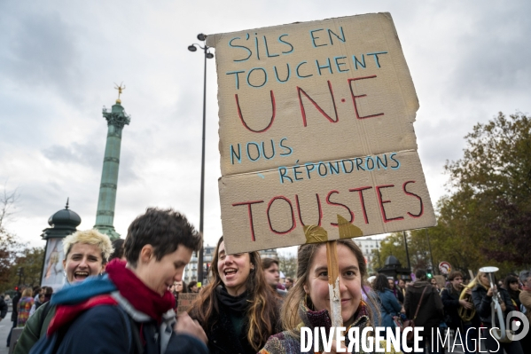 Demonstration Nous Toutes in Paris against sexist and sexual violence. Manifestation Nous Toutes à Paris contre les violences sexistes et sexuelles.