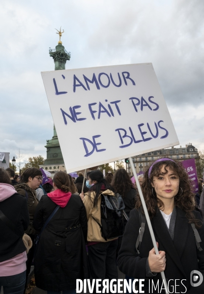 Demonstration Nous Toutes in Paris against sexist and sexual violence. Manifestation Nous Toutes à Paris contre les violences sexistes et sexuelles.