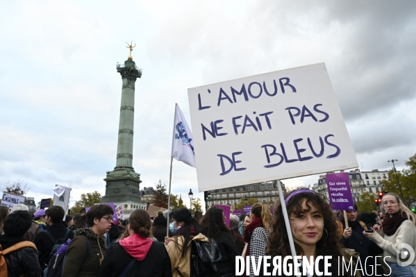 Demonstration Nous Toutes in Paris against sexist and sexual violence. Manifestation Nous Toutes à Paris contre les violences sexistes et sexuelles.