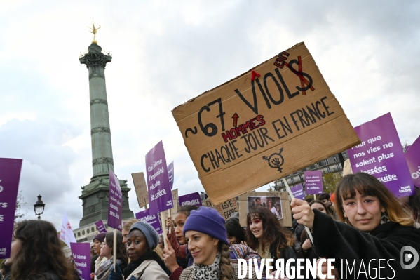 Demonstration Nous Toutes in Paris against sexist and sexual violence. Manifestation Nous Toutes à Paris contre les violences sexistes et sexuelles.