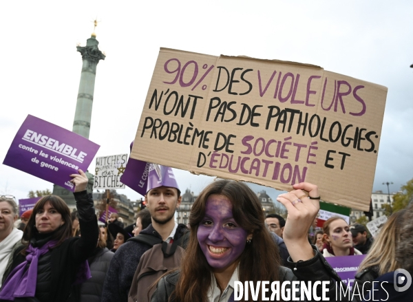 Demonstration Nous Toutes in Paris against sexist and sexual violence. Manifestation Nous Toutes à Paris contre les violences sexistes et sexuelles.