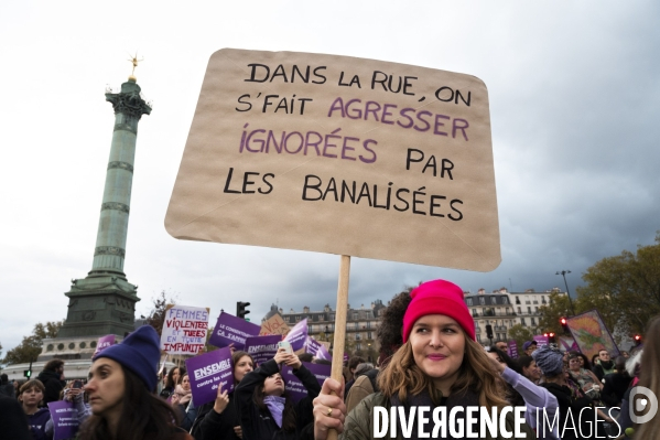 Demonstration Nous Toutes in Paris against sexist and sexual violence. Manifestation Nous Toutes à Paris contre les violences sexistes et sexuelles.