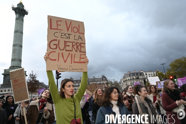 Demonstration Nous Toutes in Paris against sexist and sexual violence. Manifestation Nous Toutes à Paris contre les violences sexistes et sexuelles.