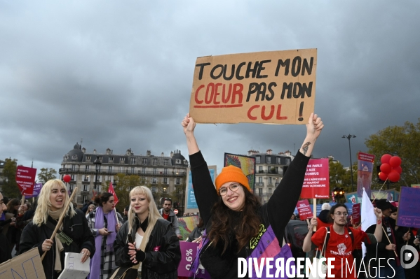 Demonstration Nous Toutes in Paris against sexist and sexual violence. Manifestation Nous Toutes à Paris contre les violences sexistes et sexuelles.