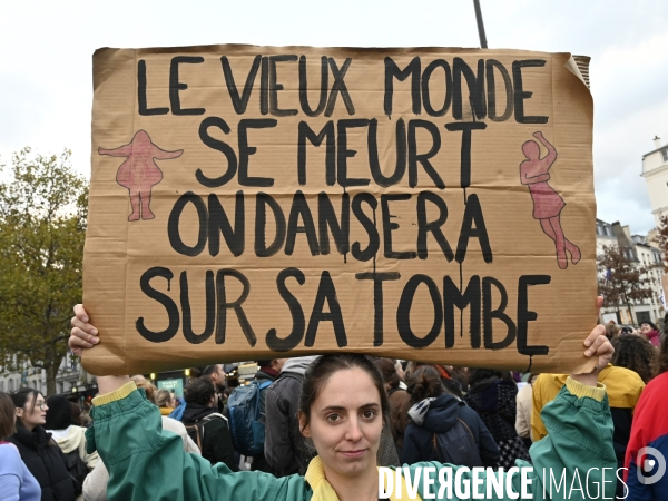 Demonstration Nous Toutes in Paris against sexist and sexual violence. Manifestation Nous Toutes à Paris contre les violences sexistes et sexuelles.