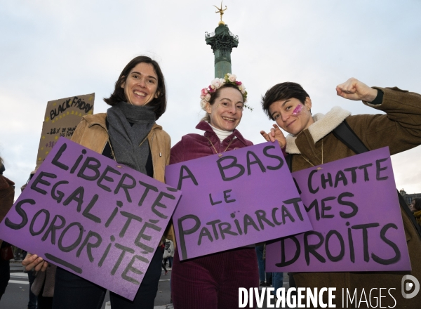 Demonstration Nous Toutes in Paris against sexist and sexual violence. Manifestation Nous Toutes à Paris contre les violences sexistes et sexuelles.