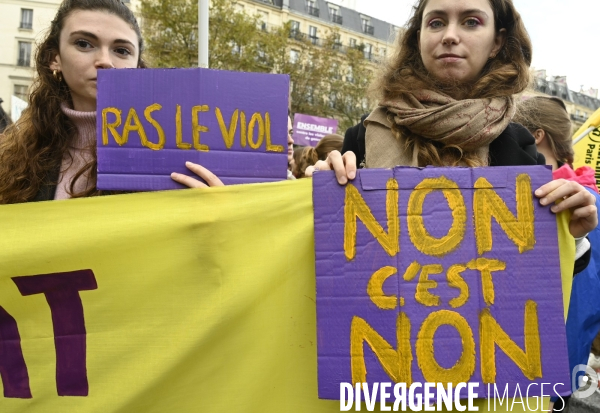 Demonstration Nous Toutes in Paris against sexist and sexual violence. Manifestation Nous Toutes à Paris contre les violences sexistes et sexuelles.