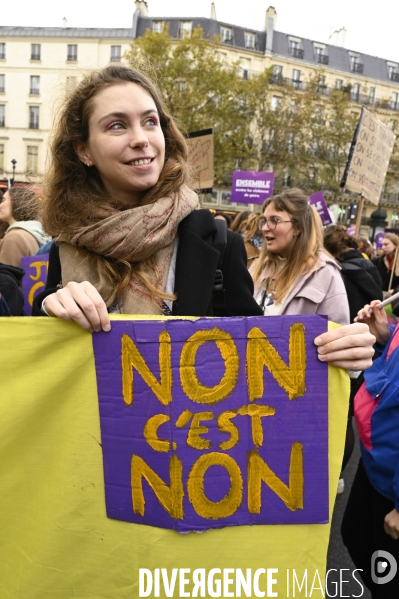 Demonstration Nous Toutes in Paris against sexist and sexual violence. Manifestation Nous Toutes à Paris contre les violences sexistes et sexuelles.